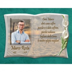 Libro Funebre in porcellana serie Calla Perla in hd