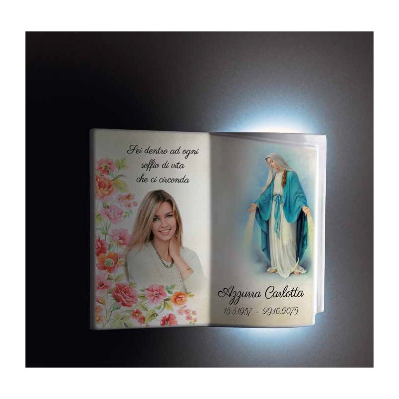Targa Funebre a Libro con Luce LED | Personalizzabile con Foto