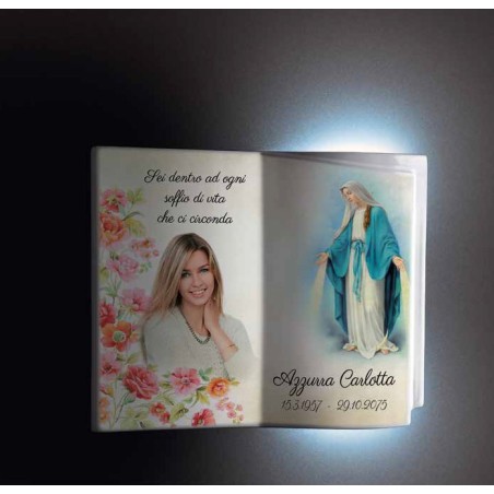 Targa Funebre a Libro con Luce LED | Personalizzabile con Foto