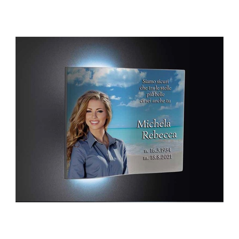 Targa Funebre a Libro con Luce LED | Personalizzabile con Foto