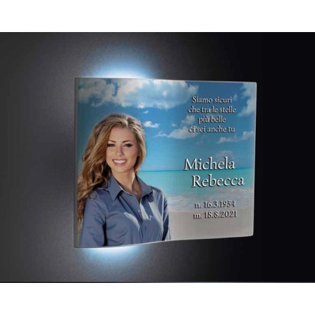 Targa Funebre a Libro con Luce LED | Personalizzabile con Foto