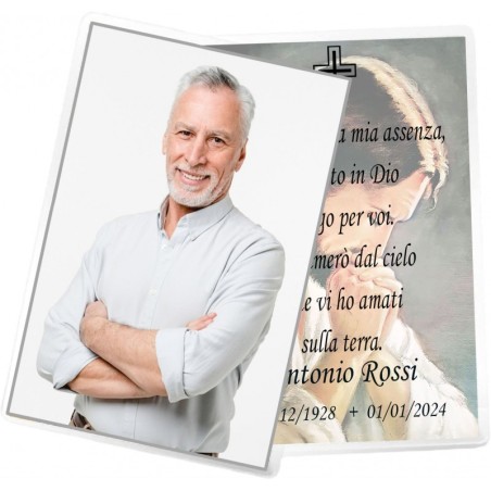 Ricordini Funebri tipo Pagellina Plastificati a Caldo – Personalizzati con Foto e Preghiera
